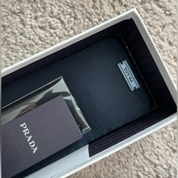 Prada SPR 17W 1AB5S0 Black Plastic Rectangle Sunglasses Dark Grey Lens - Picture 9 of 12